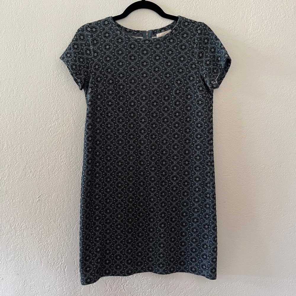 Loft green textured medallion shift dress